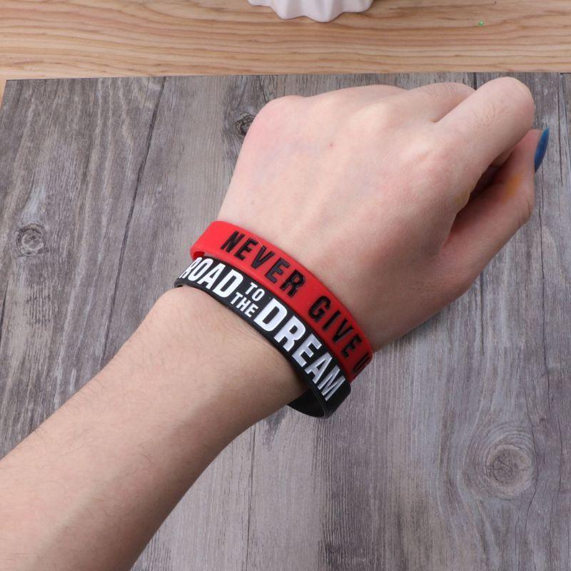 Silicone Rubber Band Elastic Inspirational Motivation Bracelets Never Give Up Perfect Gift For Men And Women Cool Fashion Style Stevvex