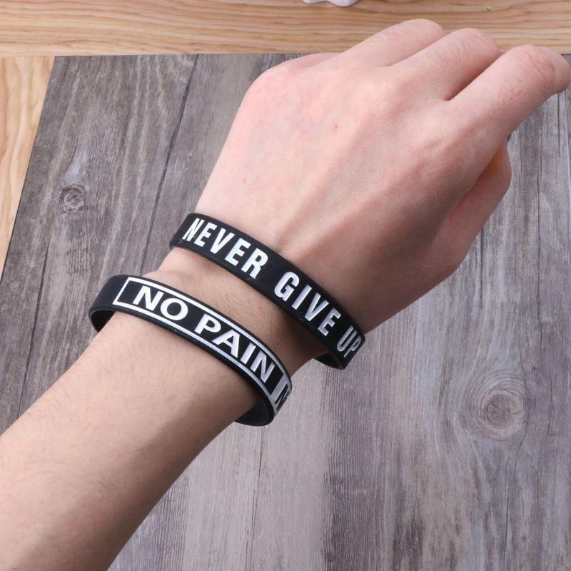 Silicone Rubber Band Elastic Inspirational Motivation Bracelets Never Give Up Perfect Gift For Men And Women Cool Fashion Style Stevvex