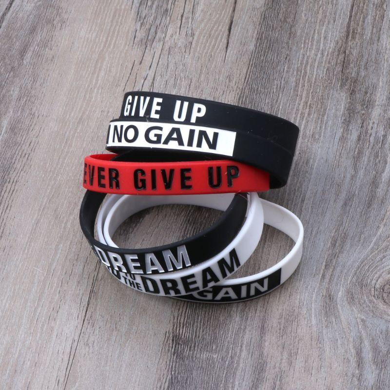 Silicone Rubber Band Elastic Inspirational Motivation Bracelets Never Give Up Perfect Gift For Men And Women Cool Fashion Style Stevvex
