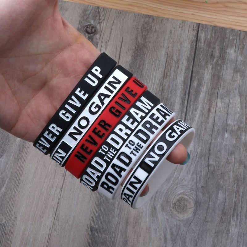 Silicone Rubber Band Elastic Inspirational Motivation Bracelets Never Give Up Perfect Gift For Men And Women Cool Fashion Style Stevvex