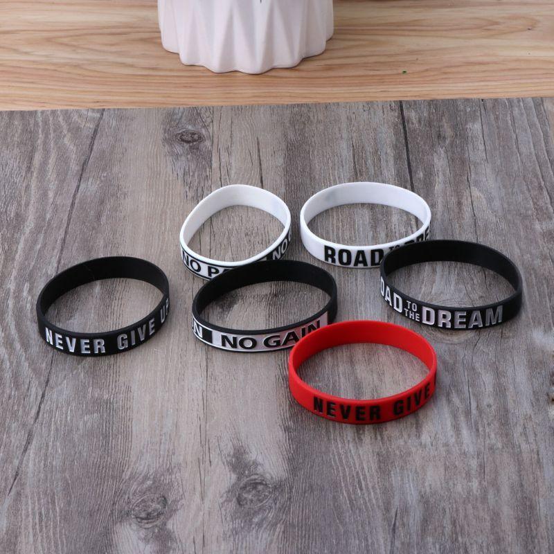 Silicone Rubber Band Elastic Inspirational Motivation Bracelets Never Give Up Perfect Gift For Men And Women Cool Fashion Style Stevvex