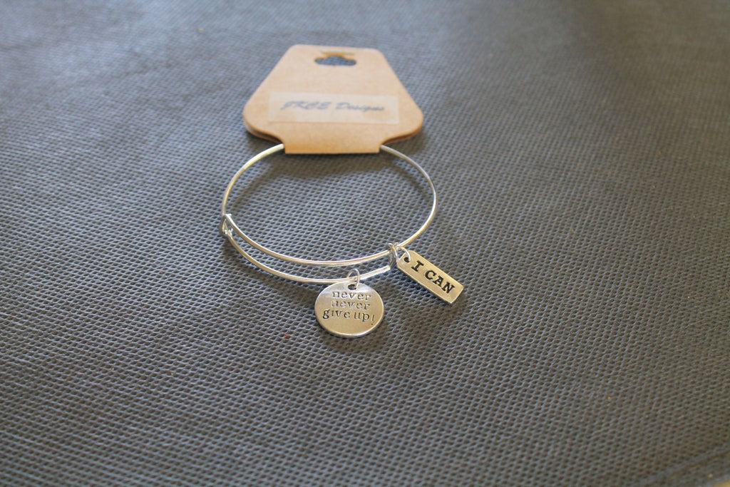 Inspirational Expandable Bangle Charm Bracelet; Never Give Up; Believe You Can; Believe in Yourself; Motivational Bracelet JKCE Designs