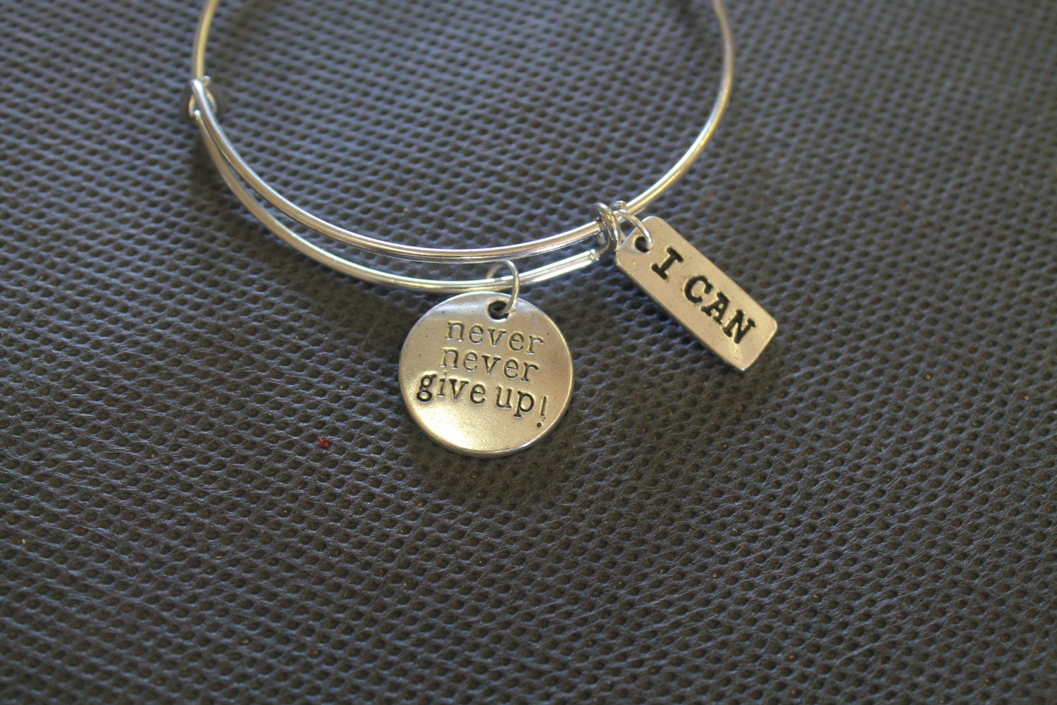 Inspirational Expandable Bangle Charm Bracelet; Never Give Up; Believe You Can; Believe in Yourself; Motivational Bracelet JKCE Designs