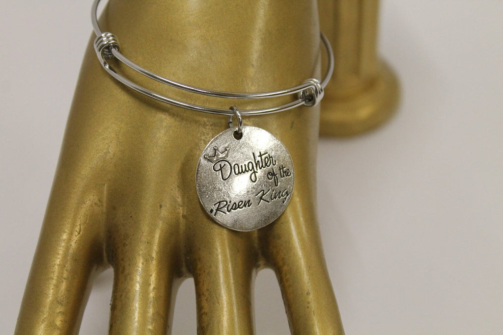 Daughter of The Risen King Expanding Bangle Charm Bracelet, Inspirational Gift, Motivational Gift, Gift For Myself, Gift For Her, Valentine JKCE Designs