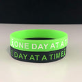 Lime Green Silicone Bracelet – One Day At A Time Motivational Wristband Dream Maker Pins